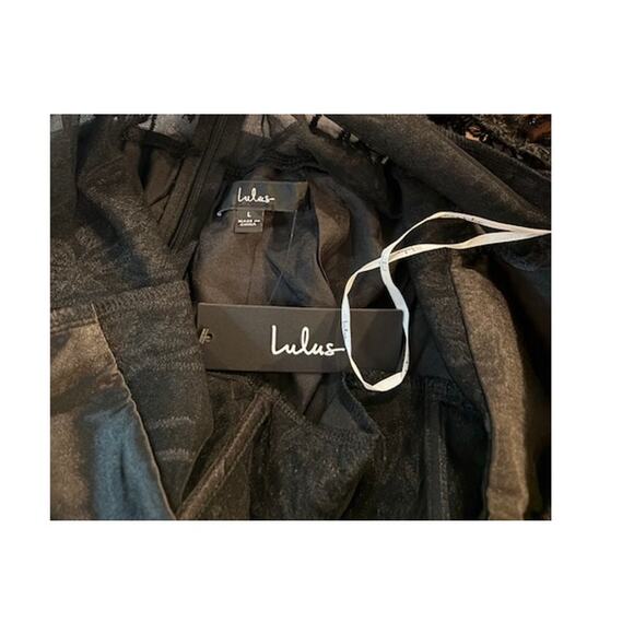 Lulus Seriously Cute Mini Dress Black Embroidered Mesh Puff Sleeve Large NWT - Picture 5 of 9